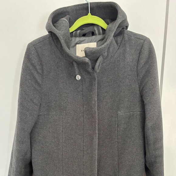 Aritzia (Babaton) Pearce Hooded Wool Coat Charcoal Toggle Pea Coat - Picture 3 of 5